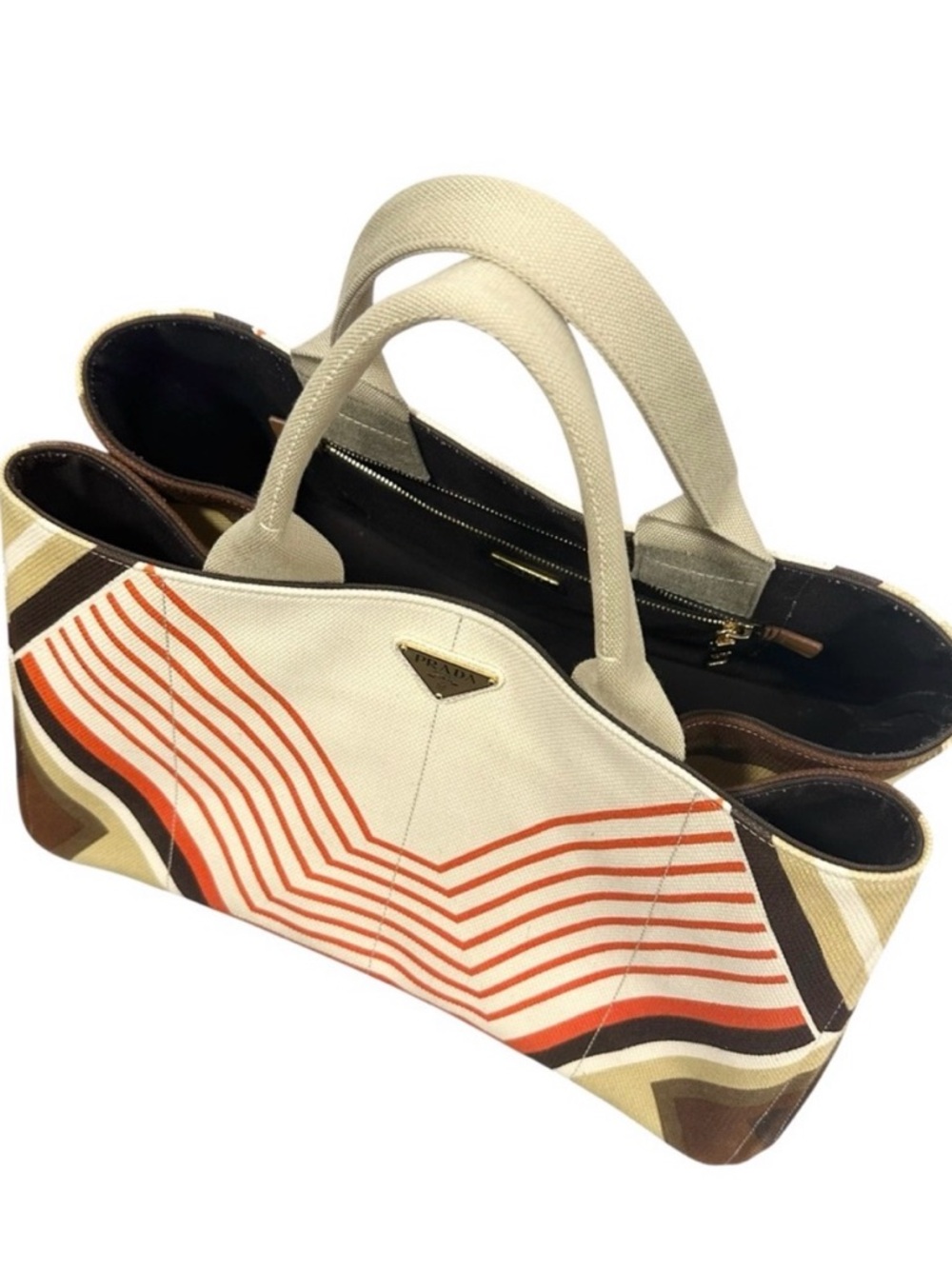 Prada Limited Edition Retro Stampada Geometric Canapa GM Tote - Picture 2 of 13